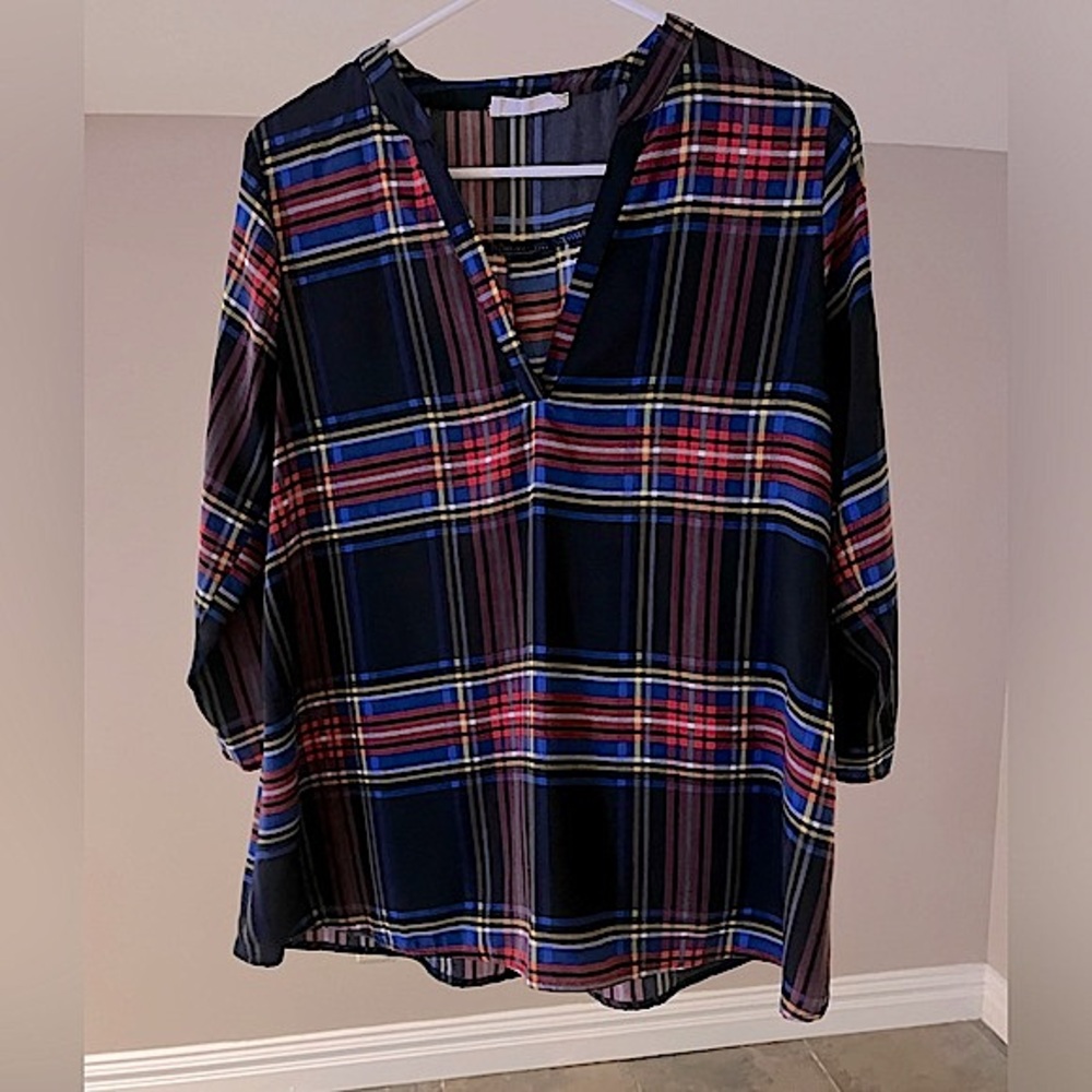 Peach Love California Plaid Blouse Small